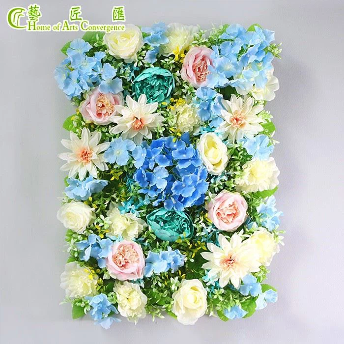 Blue Silk Flower Wall Panels Wedding Backdrop