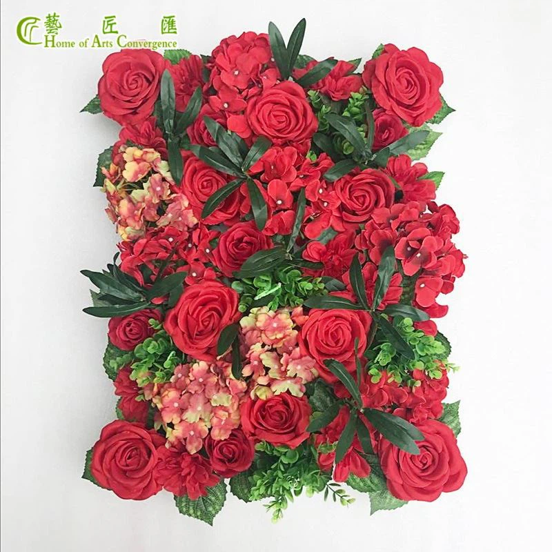 Red Silk Rose And Hydrangea Flower Wall Wedding Backdrops Hanging Flower Panels